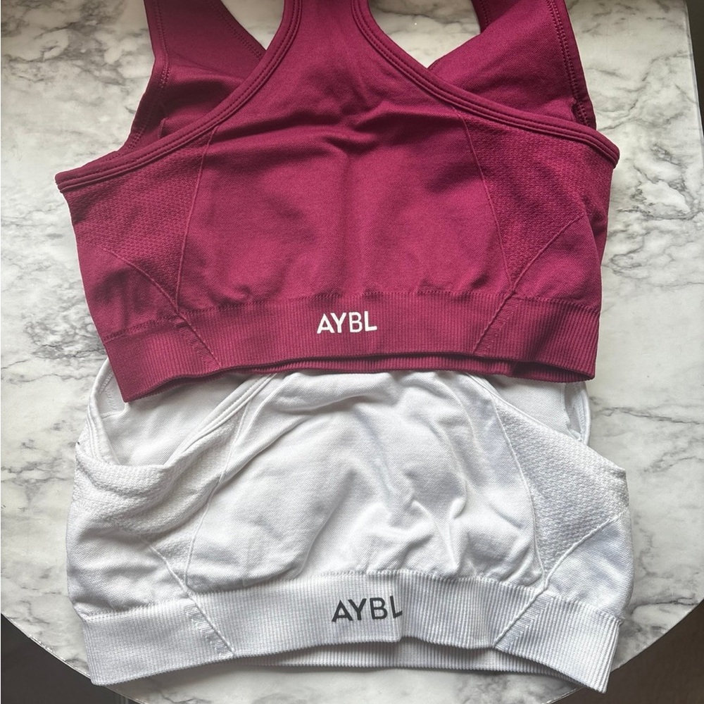 AYBL Maroon and White Sports Bra Duo